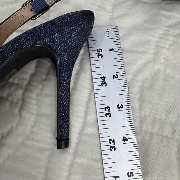 Lauren Lorraine Rachel Shoes Navy Slingback Heels Beaded Dress - Picture 10 of 10